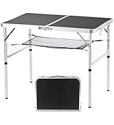 Folding Camping Table, 36''L x24''W Camp Aluminum Table with Adjustable Height Legs, Indoor Outdo...