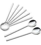 IQCWOOD Spoons, 8 Pieces Stainless Steel Korean Spoons,8.5 Inch Soup Spoons, Korean Spoon with Lo...