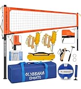 Outdoor Professional Volleyball Net Set for Backyard Beach with Heavy Duty Adjustable Aluminum Po...
