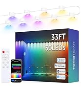 TORCHSTAR Smart Permanent Indoor Lights RGBCWIC, 33ft with 30 LEDs Color Changing LED String Down...