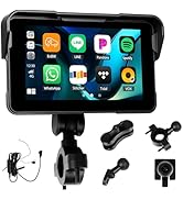 CarPlay Screen for Motorcycle,Portable Carplay/Android Auto for Motorcycle,5” IPS Waterproof Port...