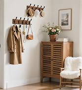 RELBRO Coat Rack Wall Mount, 16.7 Inch Wooden Wall Coat Hanger with 5 Triple Hooks, No Assembly, ...