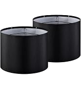 GOSO Black Lamp Shades Set of 2 Medium Drum, Modern Lamp Shades for Table Lamps Floor Lamps-13*13...