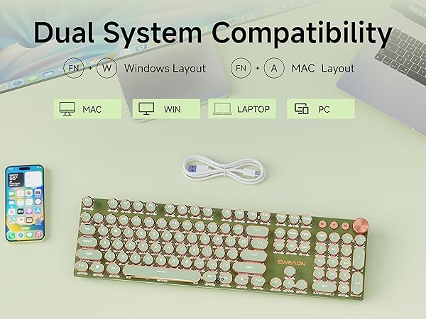 green gaming keyboard creamy keyboard silent gaming keyboard