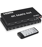 avedio links 4x4 HDMI Matrix Switch 4K@60Hz, HDMI Matrix Switcher Splitter 4 in 4 Out with RS232 ...