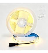 H HNMA HN 12V COB LED Strip Light 5M/16.4ft, 3000K Neutral White, 8mm Width | CRI Ra95,2400 leds,...