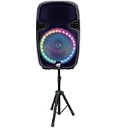 Naxa Electronics NDS-1521 15? Bluetooth Party Speaker with Circular Multi-Color Disco Light &amp; Sta...