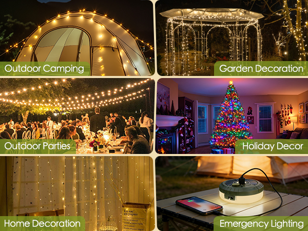 PHILORN Solar Camping String Lights