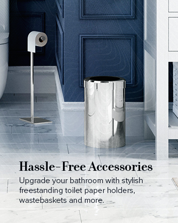 hassle free accessories - freestaning toilet paper holders, wastebaskets