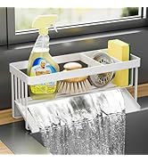 Valdama Kitchen Sink Organizer Sponge Holder for Kitchen Sink with Auto Drain Tray,304 Stainless ...