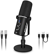 PROAR XLR/USB Dynamic Microphone, PC Computer Microphone for Podcasting, Vocal Recording, Live St...