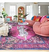 8x10 FT Leopard Rug for Living Room Hot Pink Leopard Vintage Animal Rug Aesthetic Pink Rugs for G...