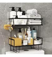 ShellKingdom Over The Toilet Storage Shelf, 2 Tier Toilet Paper Holder Stand Shelves, Punch-Free ...