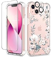 GVIEWIN for iPhone 13 Case Floral, with Screen Protector&amp;Camera Lens Protector,[Non Yellowing] So...