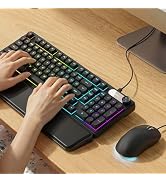 EWEADN Wired Keyboard and Mouse Combo with Detachable Wrist Rest, Quiet Ergonomic Keyboard Mouse ...
