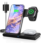 Foldable 3in1 Wireless Charging Station: Travel Portable Charger Dock for iPhone 16e 16 15 14 13 ...