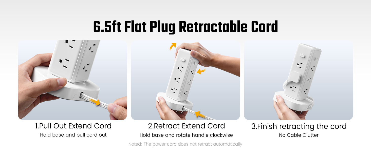 flat plug surge protector power strip 6.5 ft