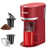 Horavie Mini Single Serve Coffee Maker for K Cup and Ground Coffee, Fast Brew One Cup Coffee Mach...