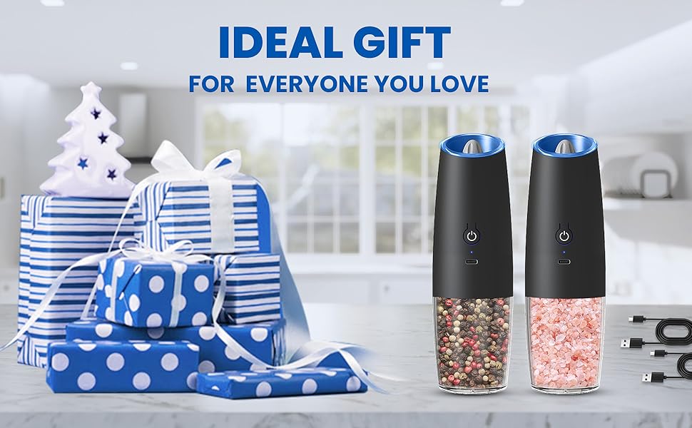 UNNEES Gravity Electric Pepper And Salt Grinder Set