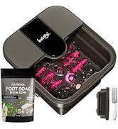 Beinilai Collapsible Foot Spa Bath with Heat,Bubble,Massage Rollers, Tea Tree Oil Foot Soak with ...