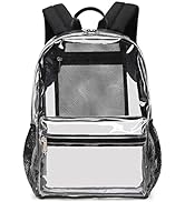 abshoo Heavy Duty Clear Backpack For School Approved Transparent Clear Bookbag (Black)