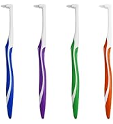 4-Pack Tuft Toothbrushes for Orthodontic Care, Interspace Tufted Brush with End-tuft Tapered Desi...