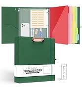 Ospelelf 2 Inch 3 Ring Binder Organizer with Zipper Pouch, Linen Storage Clipboards for Letter Si...