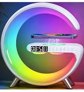 Smart LED Table Lamp, 4 in 1 RGB Night Light, Alarm Clock, Wireless Charger, Bluetooth Speaker wi...
