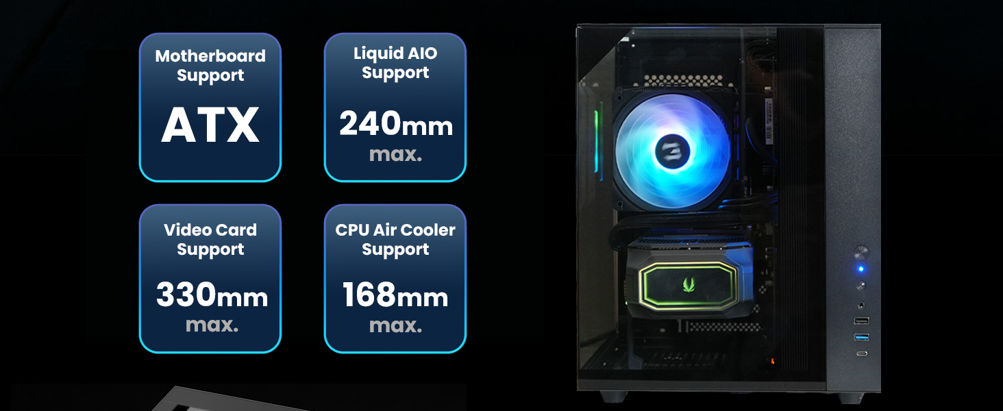 Zalman ZQBE ATX Mid Tower Gaming PC Case