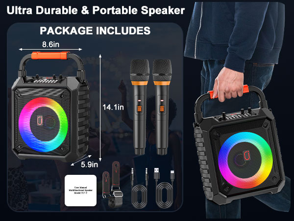 Karaoke Machine with Two Wireless Microphones