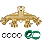 Triumpeek 4 Way Brass Hose Splitter, Heavy Duty 4-Way Garden Hose Connector 3/4 Inch, Solid 4 way...