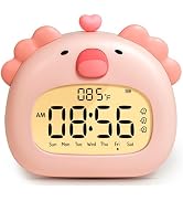 BANDIANCY Axolotl Alarm Clock for Girls Kids, Cute Pink Axolotl Desk Clock Gifts, Rechargeable, 3...