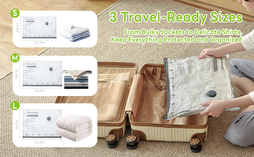 Vacuum Bags for Travel with Rechargeable USB Pump
