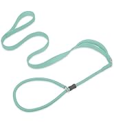 Slip Lead Dog Leash, Dog Training Leash with Double Handle, Soft Leather Nylon Slip Leash and Col...