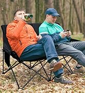 HaSteeL Folding Camping Chair, Portable Double Outdoor Loveseat for 2 Adults Person, Durable Fold...