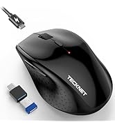 TECKNET Wireless Mouse Jiggler, USB-C Rechargeable Mouse, Silent Mouse Quiet Click, Build-in Mous...