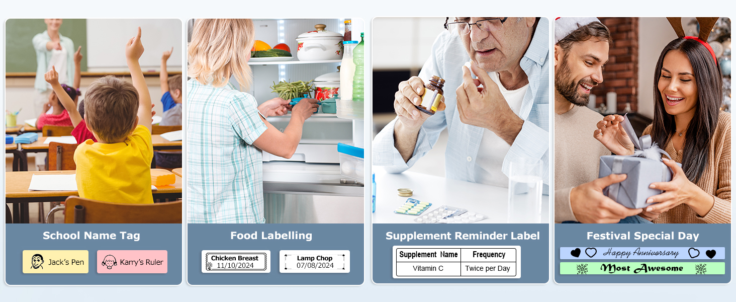 Labels for school, food, supplements &amp; holidays