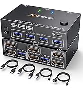 KVM HDMI Switch 2 Computers 2 Monitors, Dual Monitor HDMI KVM Switcher USB 3.0 Version, 4K@60Hz H...
