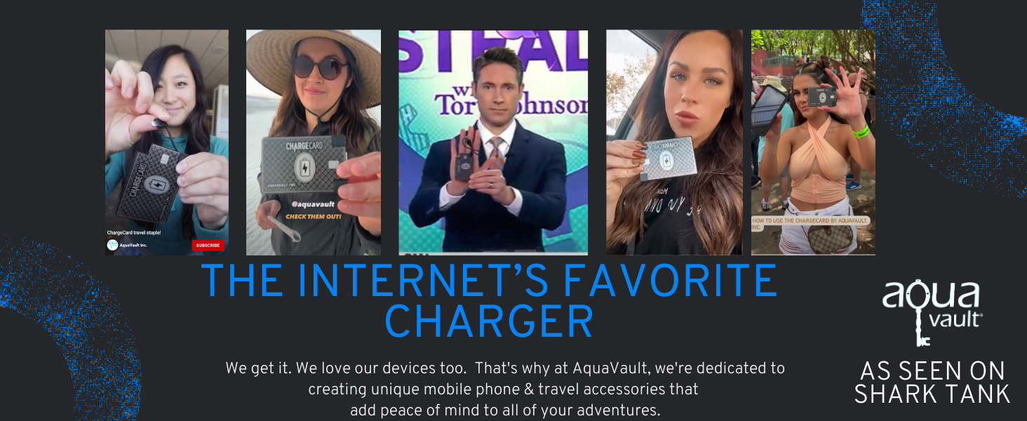 aquavault chargecard phone charger portable charger flexsafe
