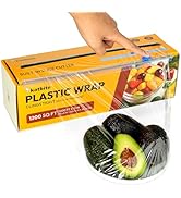 Katbite Plastic Wrap with Removable Slide Cutter, 12inch X 1200 Square Foot, Food Service Clear F...
