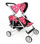 The New York Doll Collection First Doll Twin Stroller - Cutest Heart Design Baby Doll Strollers -...