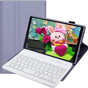 Lrufodya Keyboard Case for Samsung Galaxy Tab A7 Lite 8.7" 2021, Candy Colors Detachable purple