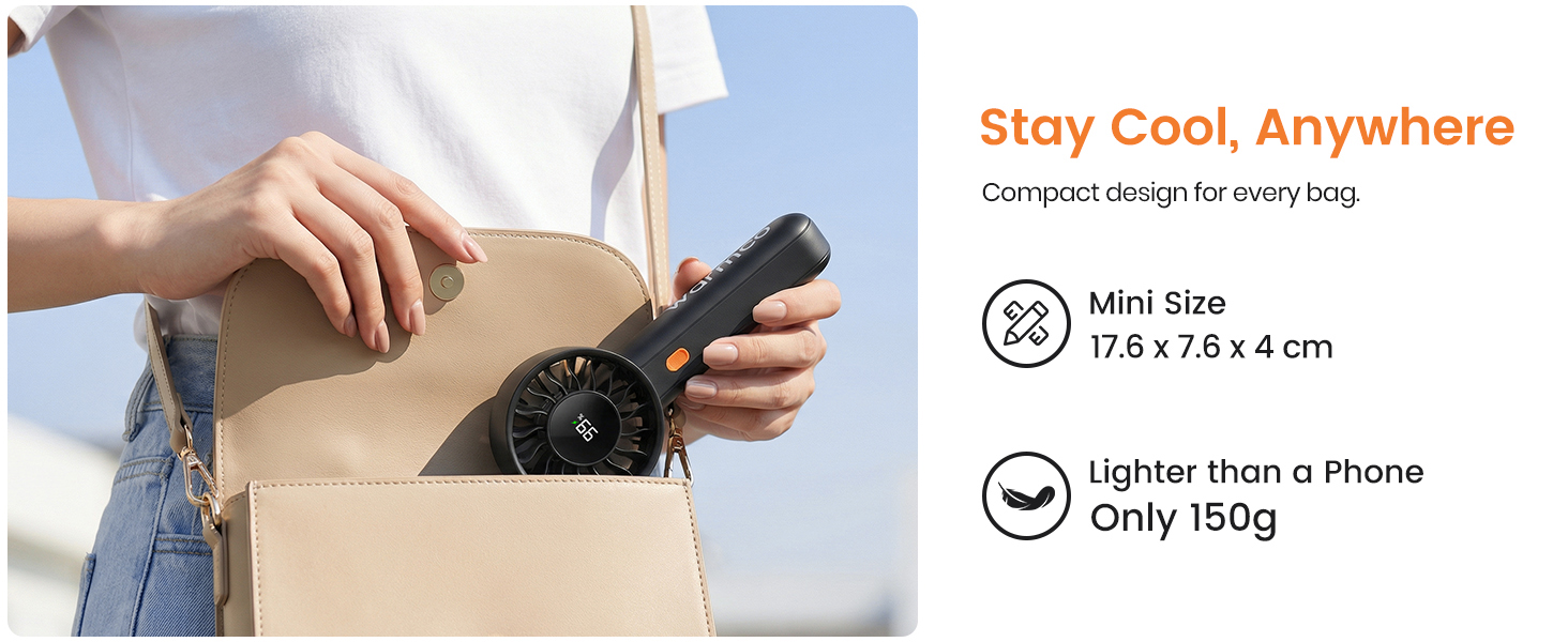 Mini Handheld Fan Ultra Light 150g Portable Pocket Fan Compact Size for Travel Commute &amp;amp;amp; Makeup