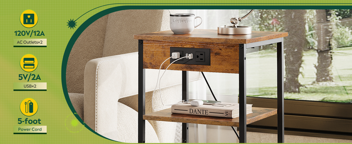side table with charging station
