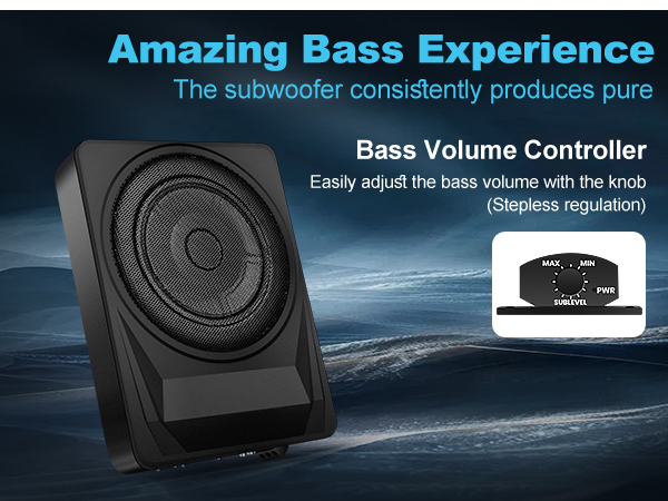 slim car subwoofer with amplifier