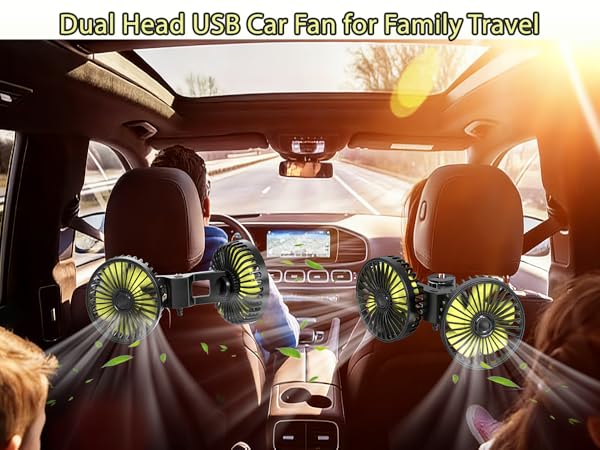 car headrest fans for backseat for kids