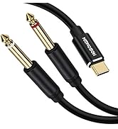 HOSONGIN USB C to 1/4" inch Audio Cable, USB Type C to Dual 6.35mm TS Audio Cord Y Splitter for S...
