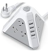 Power Strip Tower Surge Protector-9 Multiple Outlets 4 USB Charging Ports,3-Side Triangle Outlet ...