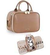 Prite Makeup Bag for Women, Large Capacity Waterproof Travel Cosmetic Organizer, Portable Open Fl...