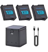 ANCBD 3-Pack High Capacity Battery with 3-Channel Battery Charger Station Compatible with Hero 13...